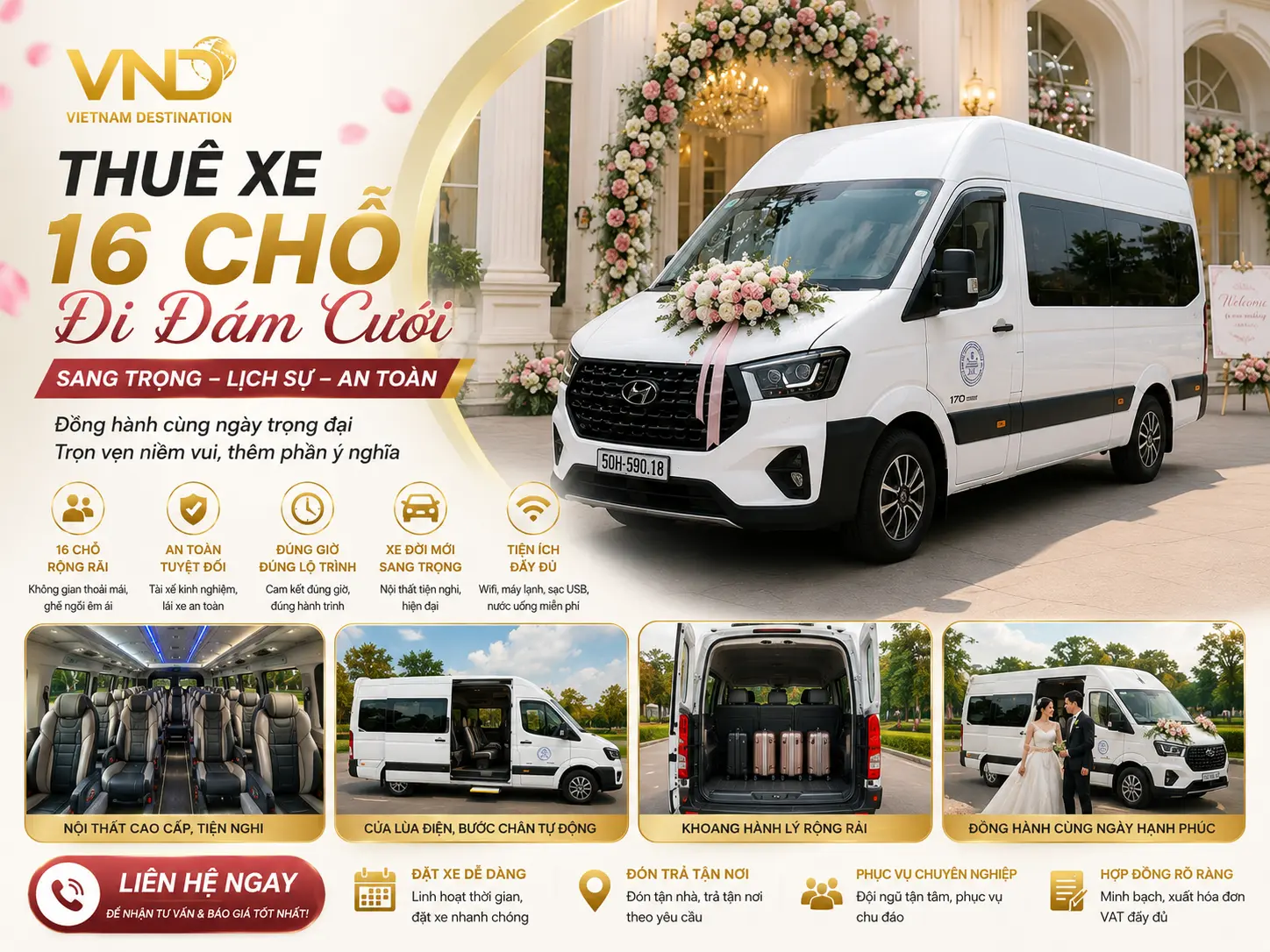 THUÊ XE 16 CHỖ ĐI ĐÁM CƯỚI
