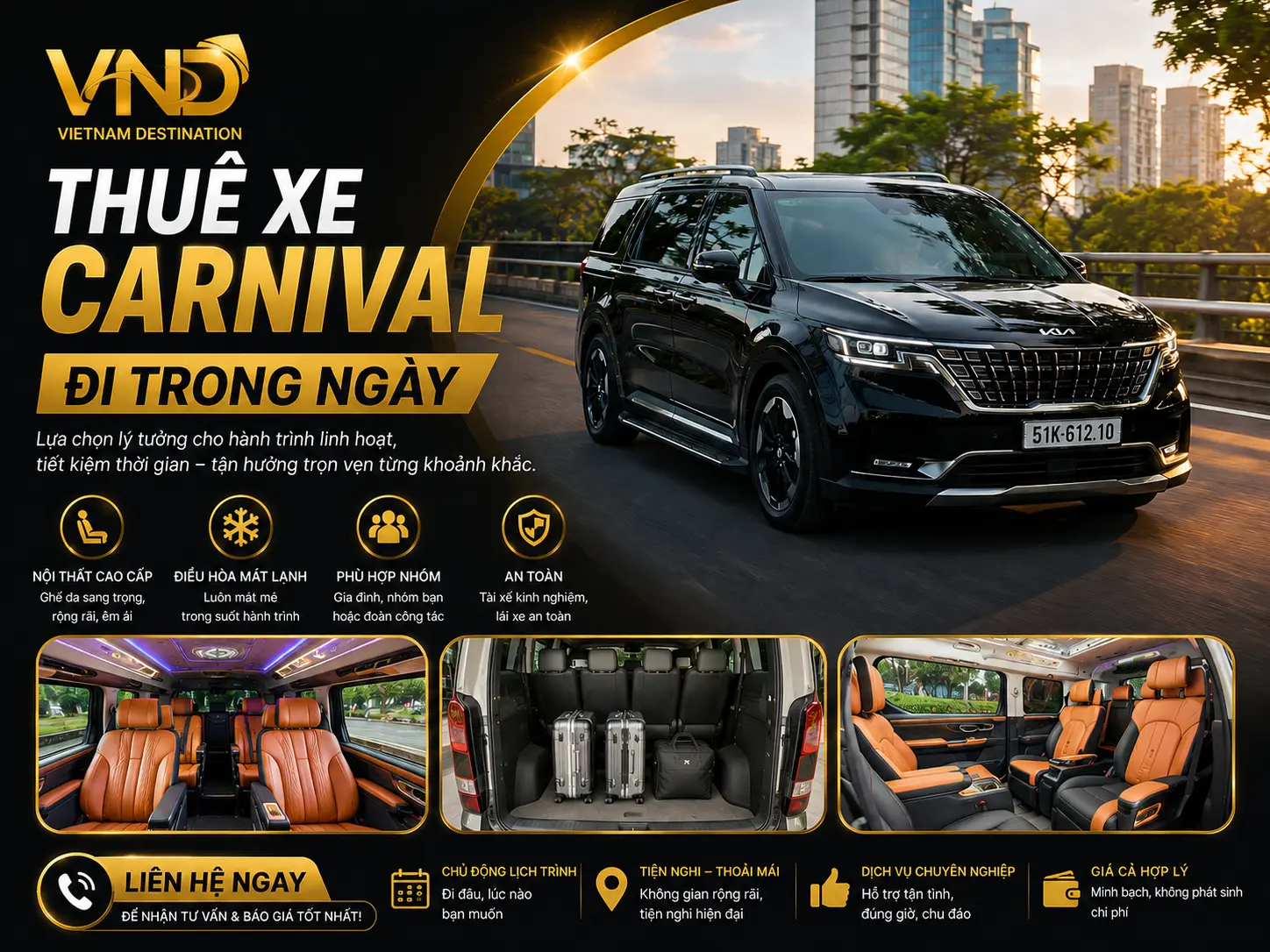 THUÊ XE CARNIVAL ĐI TRONG NGÀY