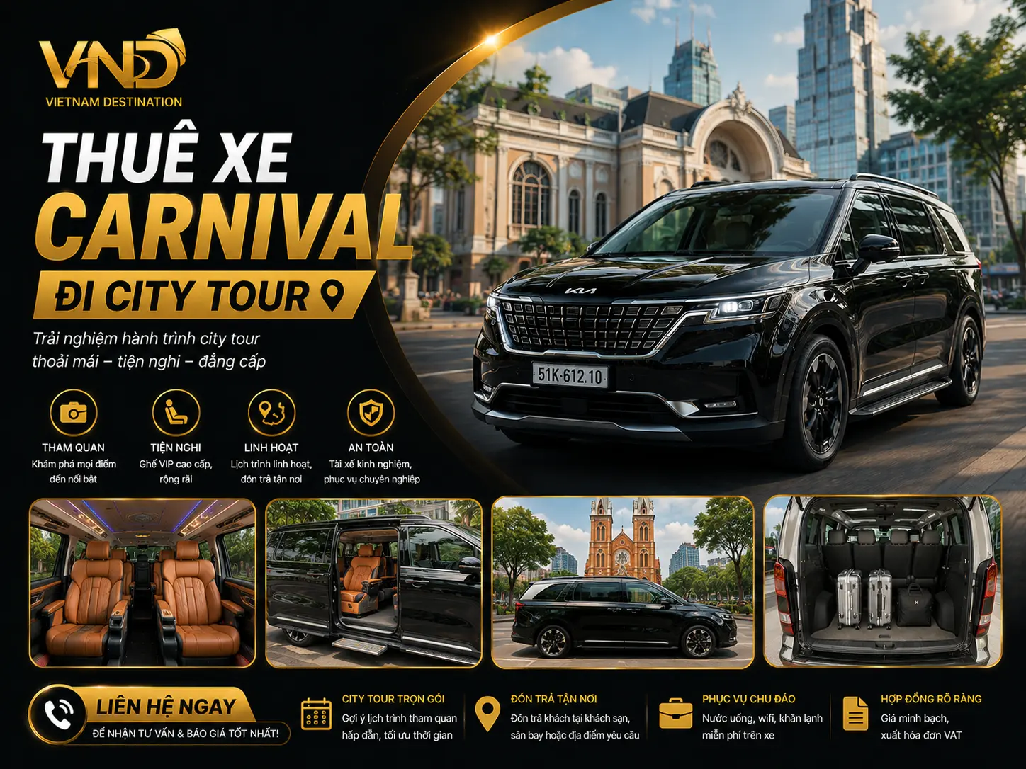 thuê xe carnival đi city tour